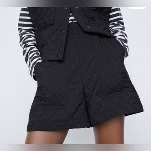 Zara Black High Waist Quilted Shorts